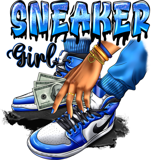 Sneaker Girl Drip Blue & White