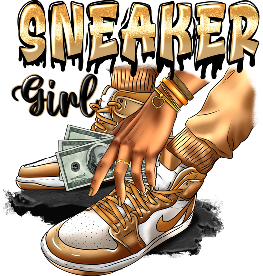 Sneaker Girl Drip Gold & White