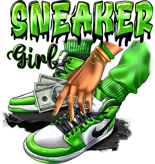 Sneaker Girl Drip Green & White