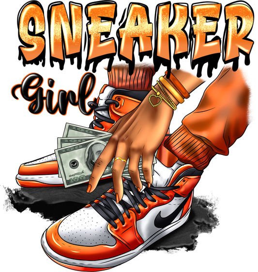 Sneaker Girl Drip Orange & White