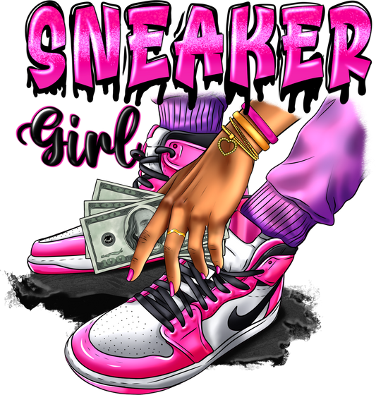 Sneaker Girl Drip Pink & White