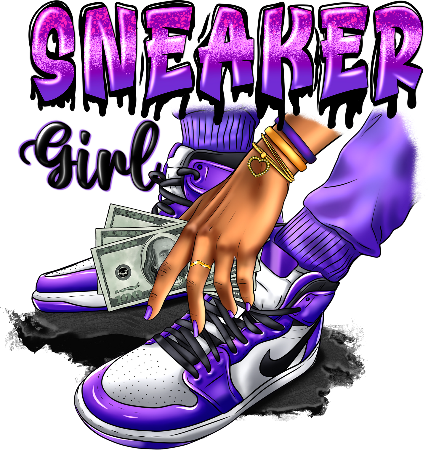 Sneaker Girl Drip Purple & White