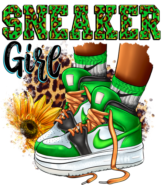 Sneaker Girl Green Leopard