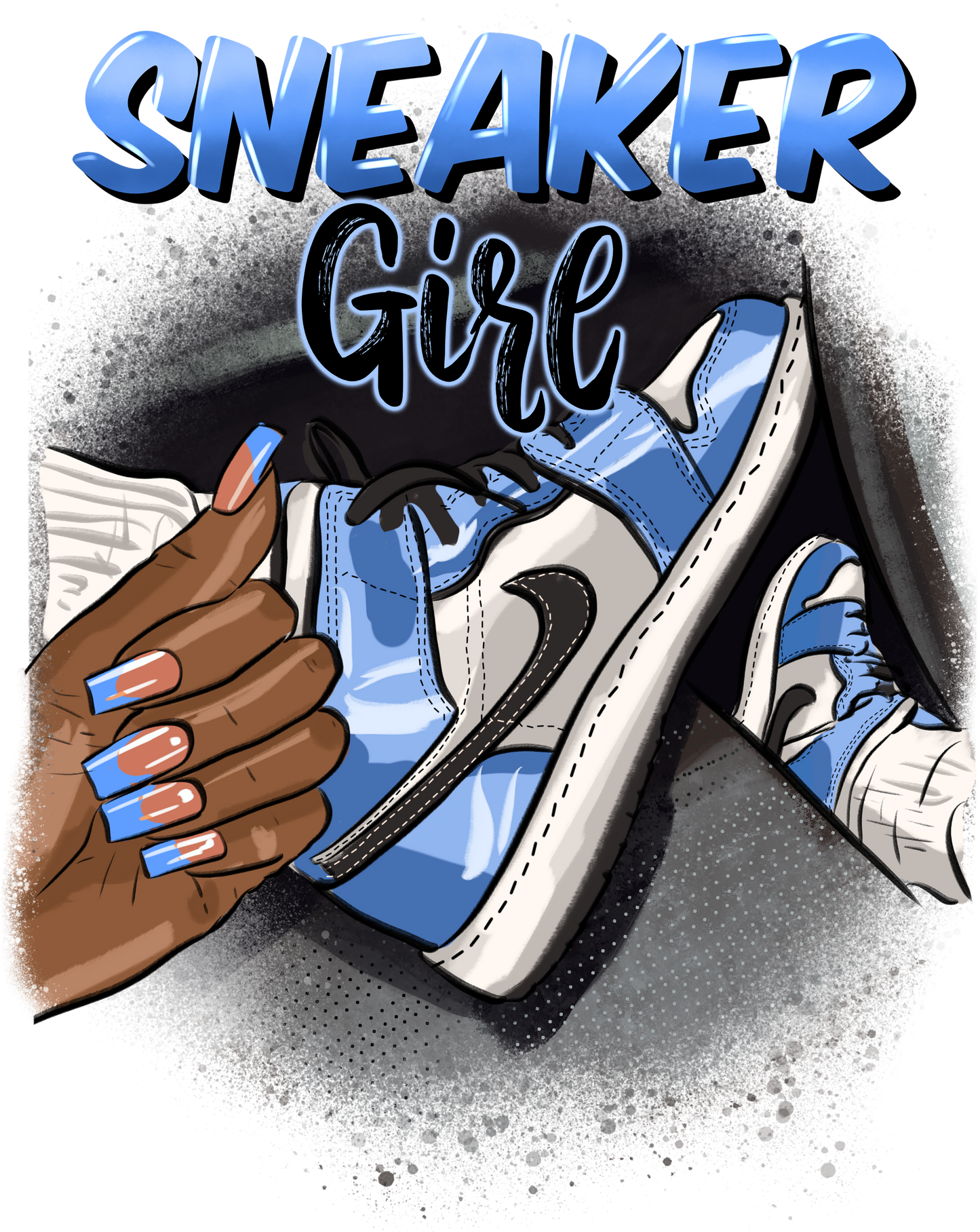 Sneaker Girl Light Blue & White